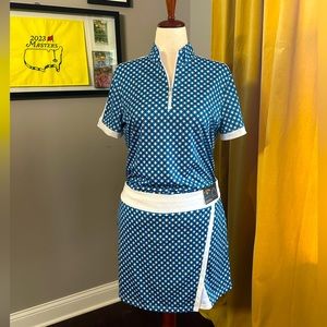 2 PEICE CALLAWAY Womens Floral Geo Print Golf Polo and Matching Golf Skort